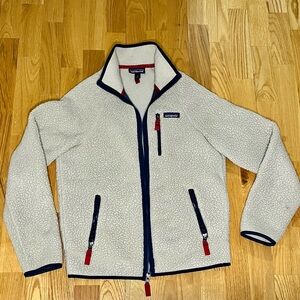 Patagonia Cream and Navy Fleece Jacket Women’s Size Small
